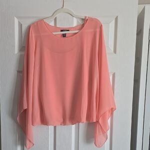Alfani Pink Asymmetrical Flutter Sleeve Blouse